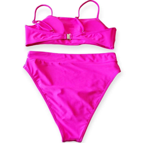 MOSHENGQI Women High Wasited Bikini Shoulder Strap 2 Piece High Cut String - Picture 4 of 6